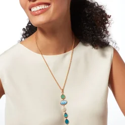 Ancient Mixed Motifs Glass Pendant Drop Necklace