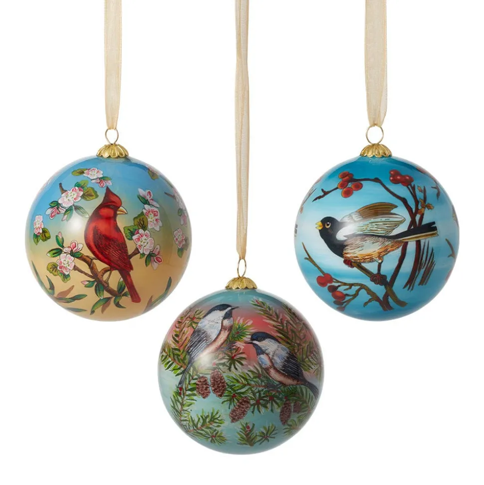 Birds of America Hand-Painted Glass Ornament Set