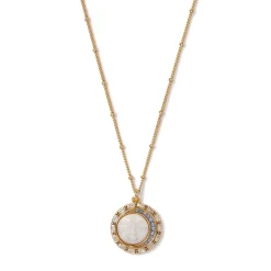 Celestial Symbols Carved Mother-of-Pearl Pendant Necklace