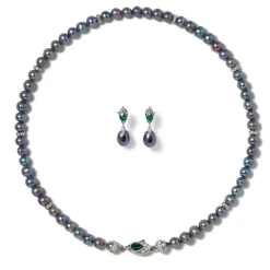 Chelsea Peacock Pearl Necklace and Drop Earrings Set