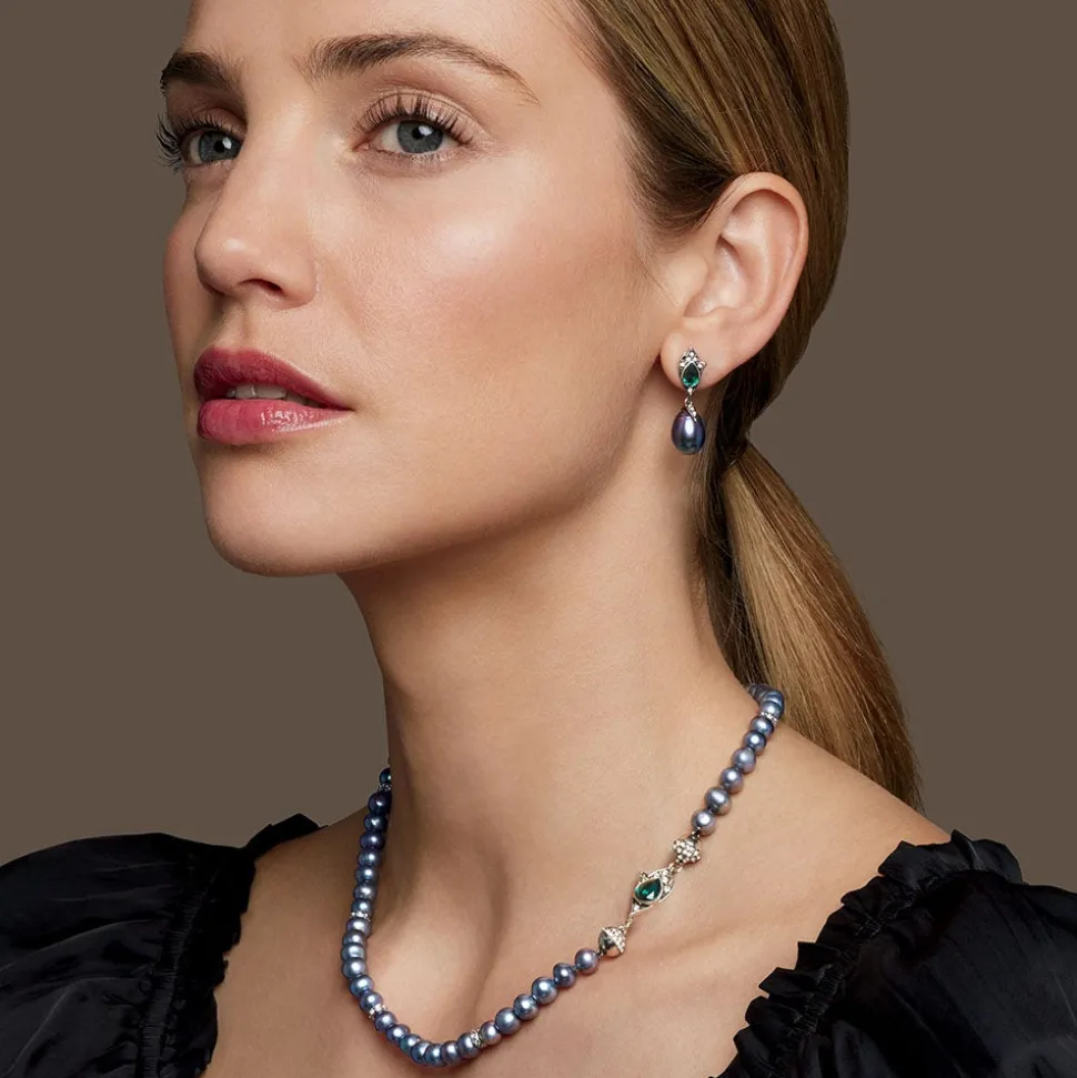 Chelsea Peacock Pearl Necklace and Drop Earrings Set