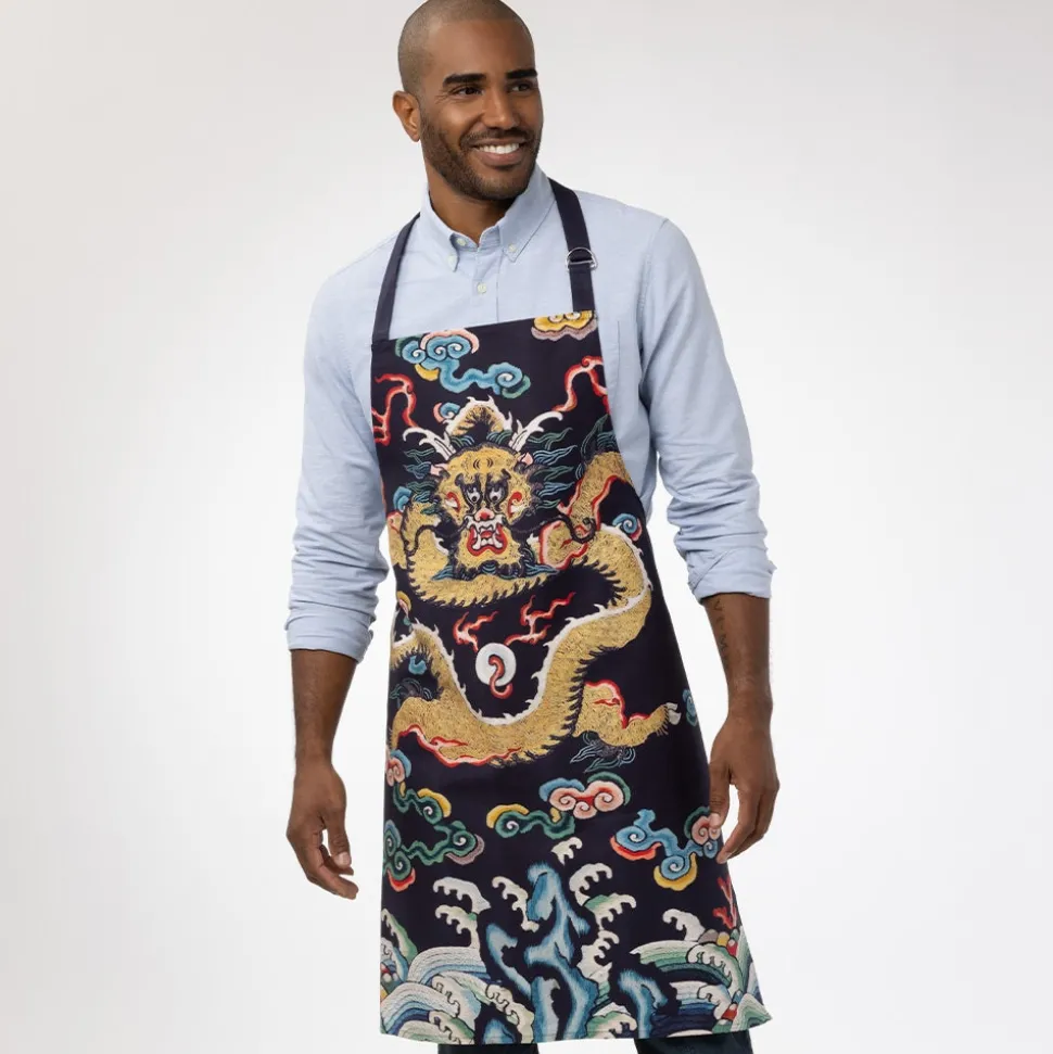 Chinese Dragon Rank Badge Apron and Tea Towel Set