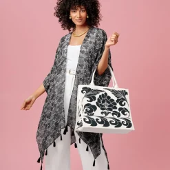 Chinese Peony Oversize Structured Tote