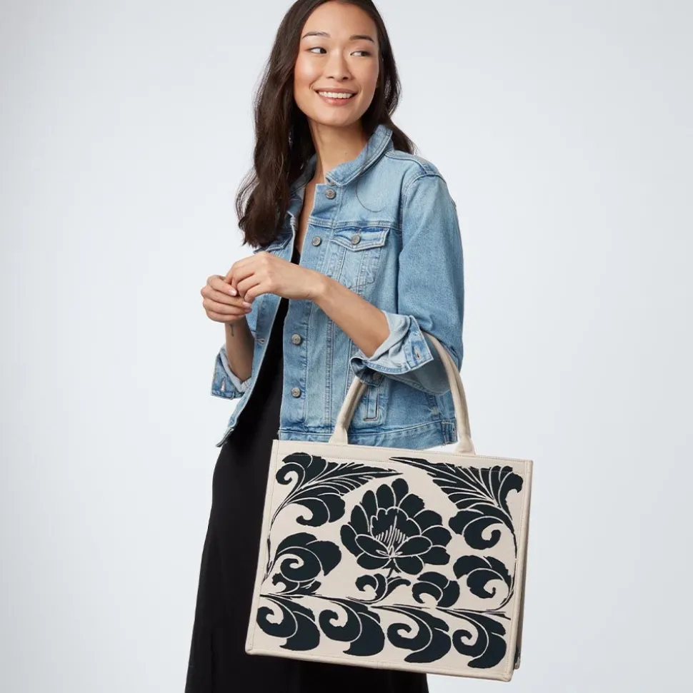 Chinese Peony Oversize Structured Tote