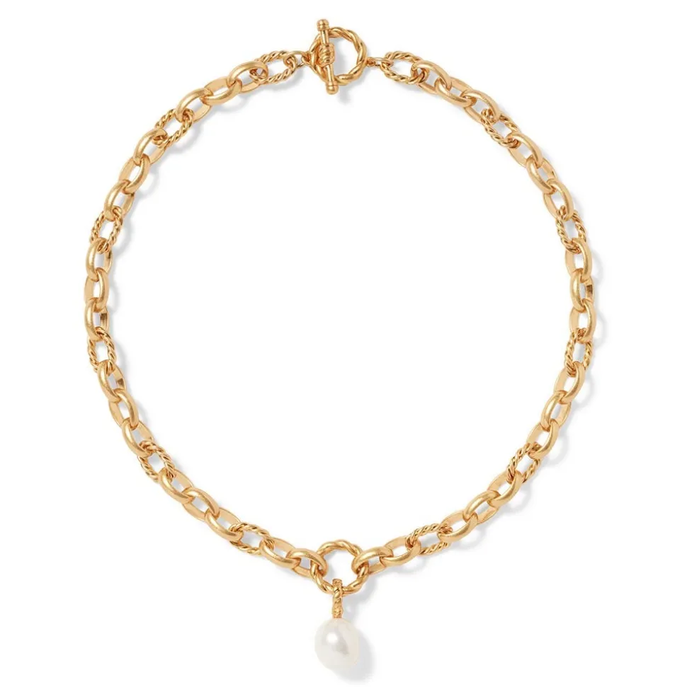 Cypriot Twist Pearl Chain Pendant Necklace and Triple-Hoop Earrings Set