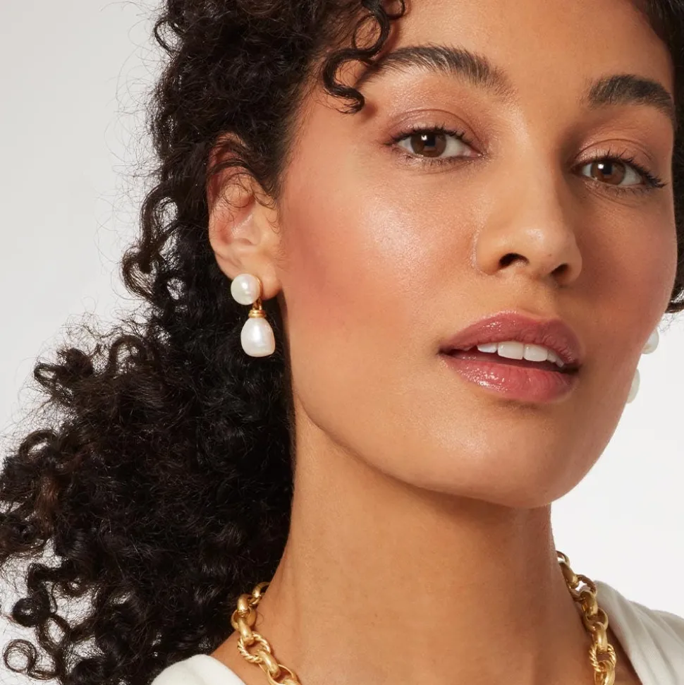 Cypriot Twist Pearl Double-Drop Earrings