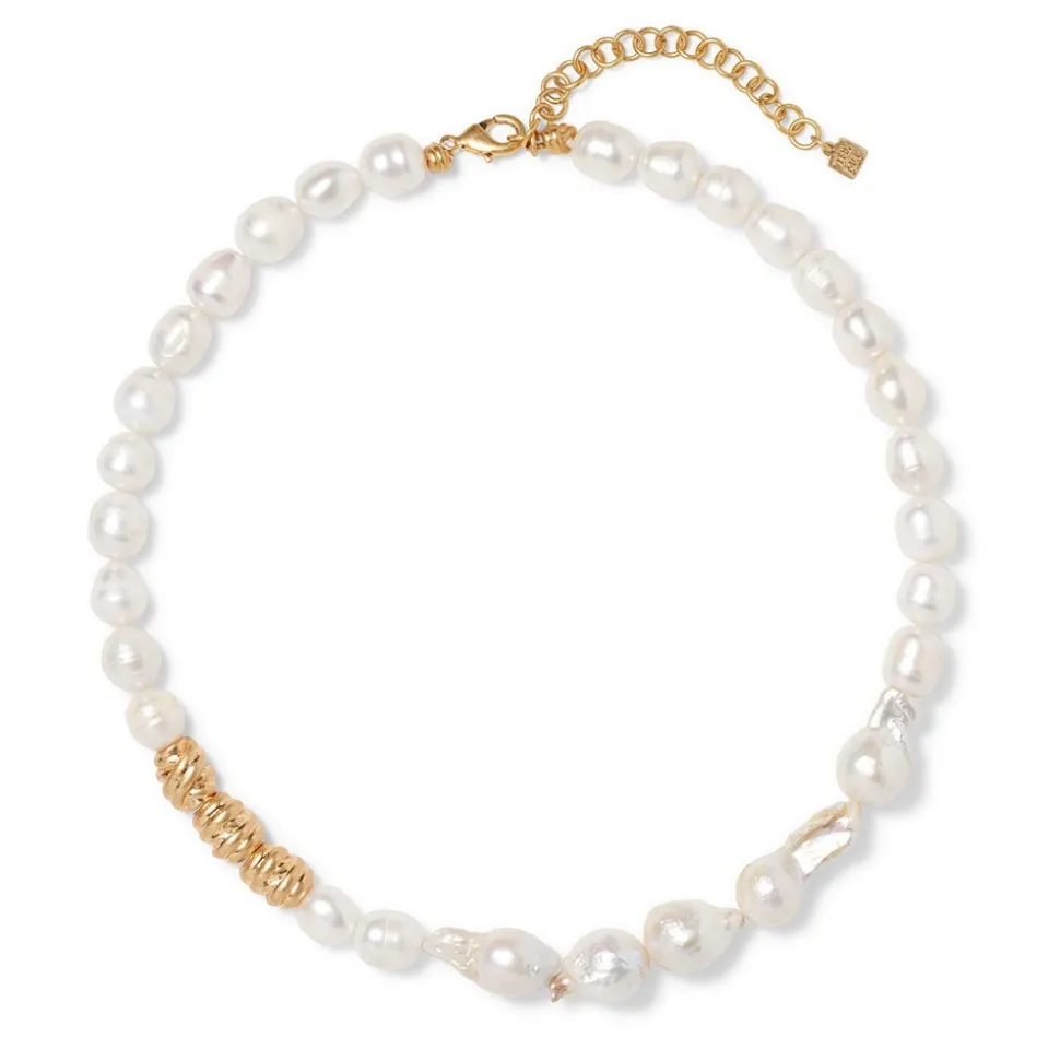 Cypriot Twist Pearl Necklace and Triple-Hoop Earrings Set