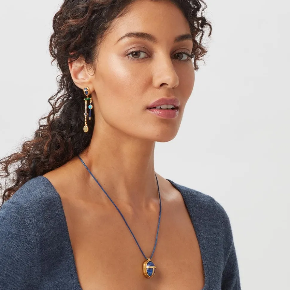 Egyptian Heart Scarab Chandelier Earrings