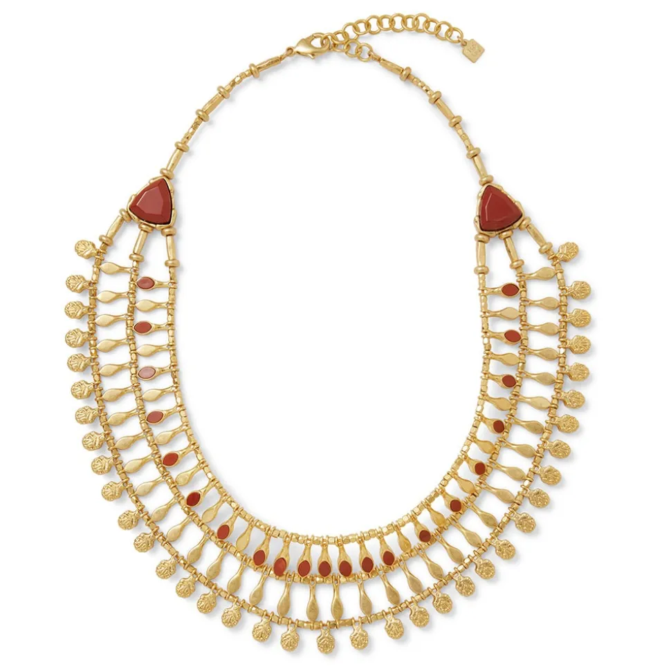 Egyptian Nefer Amulet Red Jasper Collar Necklace