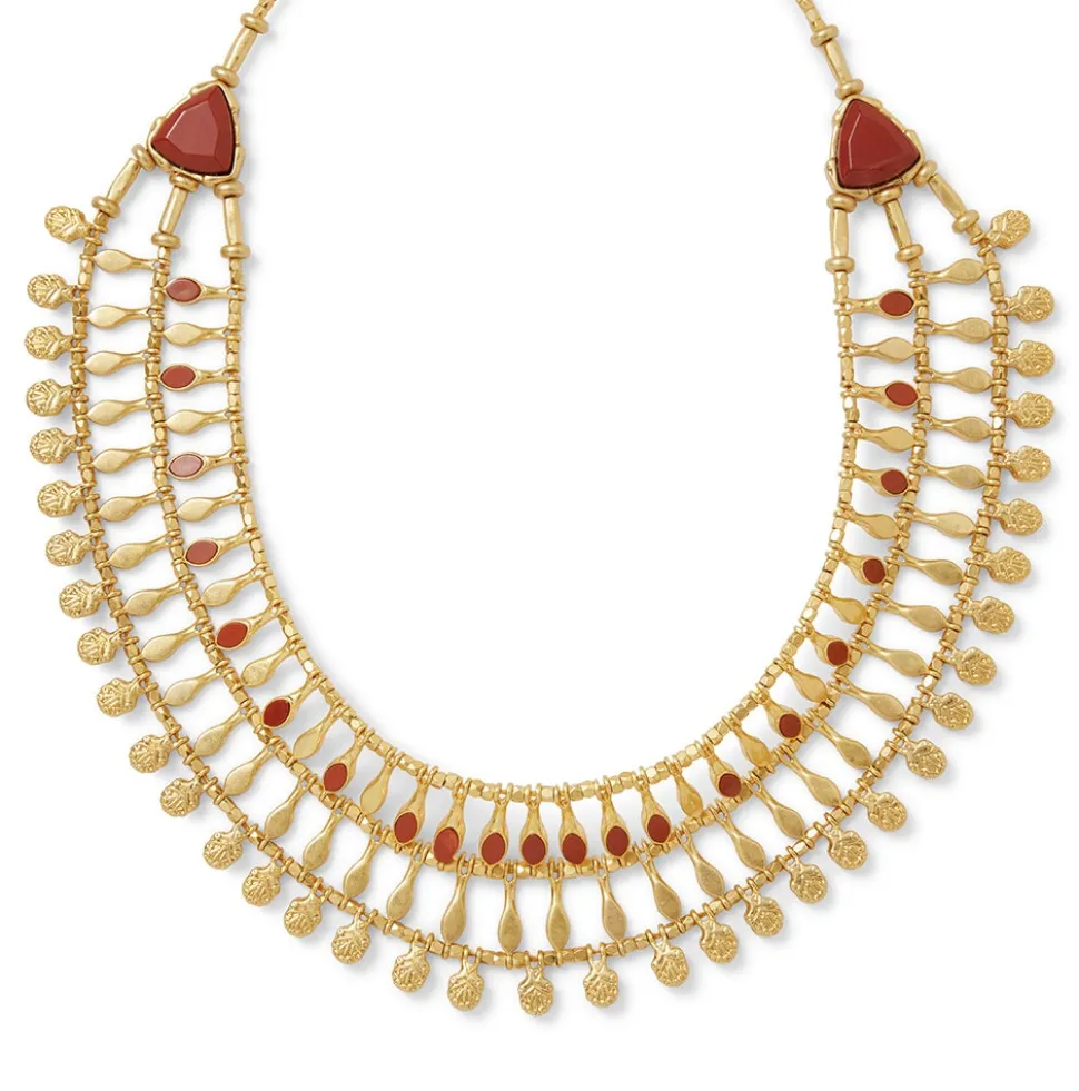 Egyptian Nefer Amulet Red Jasper Collar Necklace