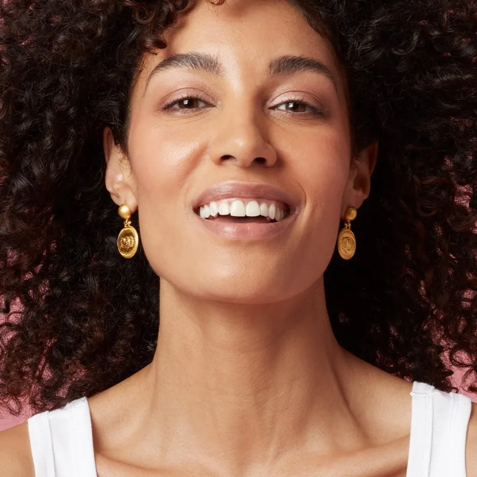 Etruscan Lion Drop Earrings
