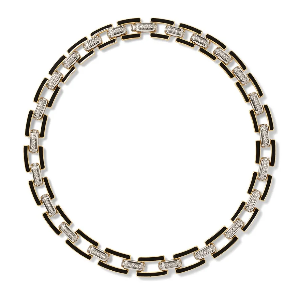 European Buckle Enamel Collar Necklace and Drop Earrings Set
