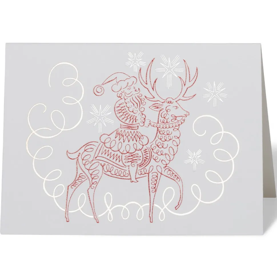 Gordon: Santa Riding Reindeer Fine Holiday Cards