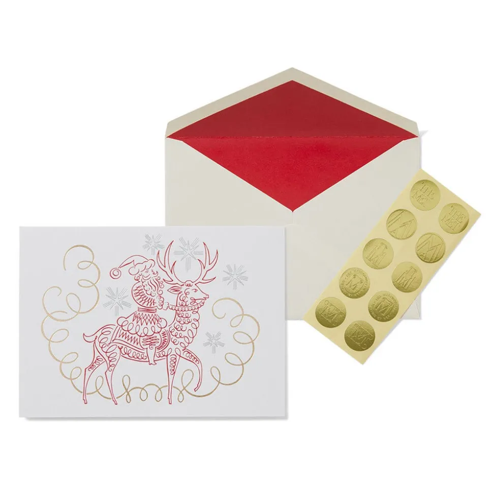 Gordon: Santa Riding Reindeer Fine Holiday Cards