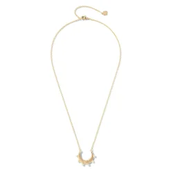 Hammered Crescent Pearl Pendant Necklace