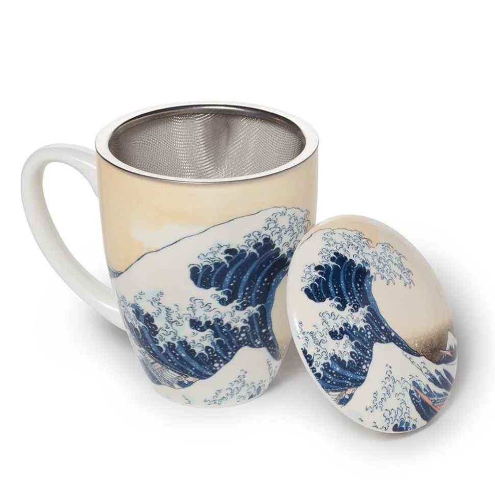 Hokusai Great Wave Covered Mug with Tea Infuser