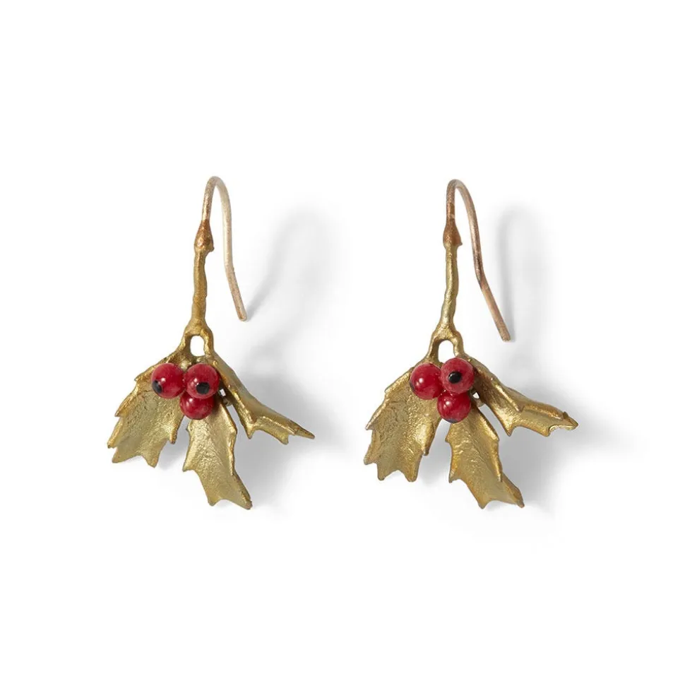 Holly Berry Jade Drop Earrings
