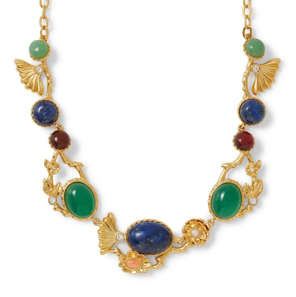 Japanese Imari Collar Necklace and Linear Drop Earrings Set