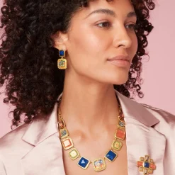 Kashan Carpet Square Drop Earrings
