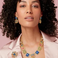 Kashan Carpet Square Drop Earrings