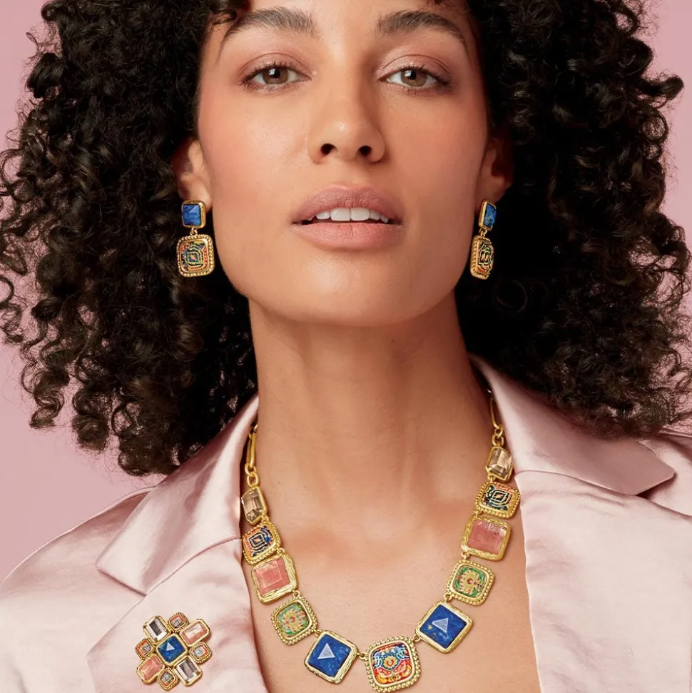 Kashan Carpet Square Drop Earrings