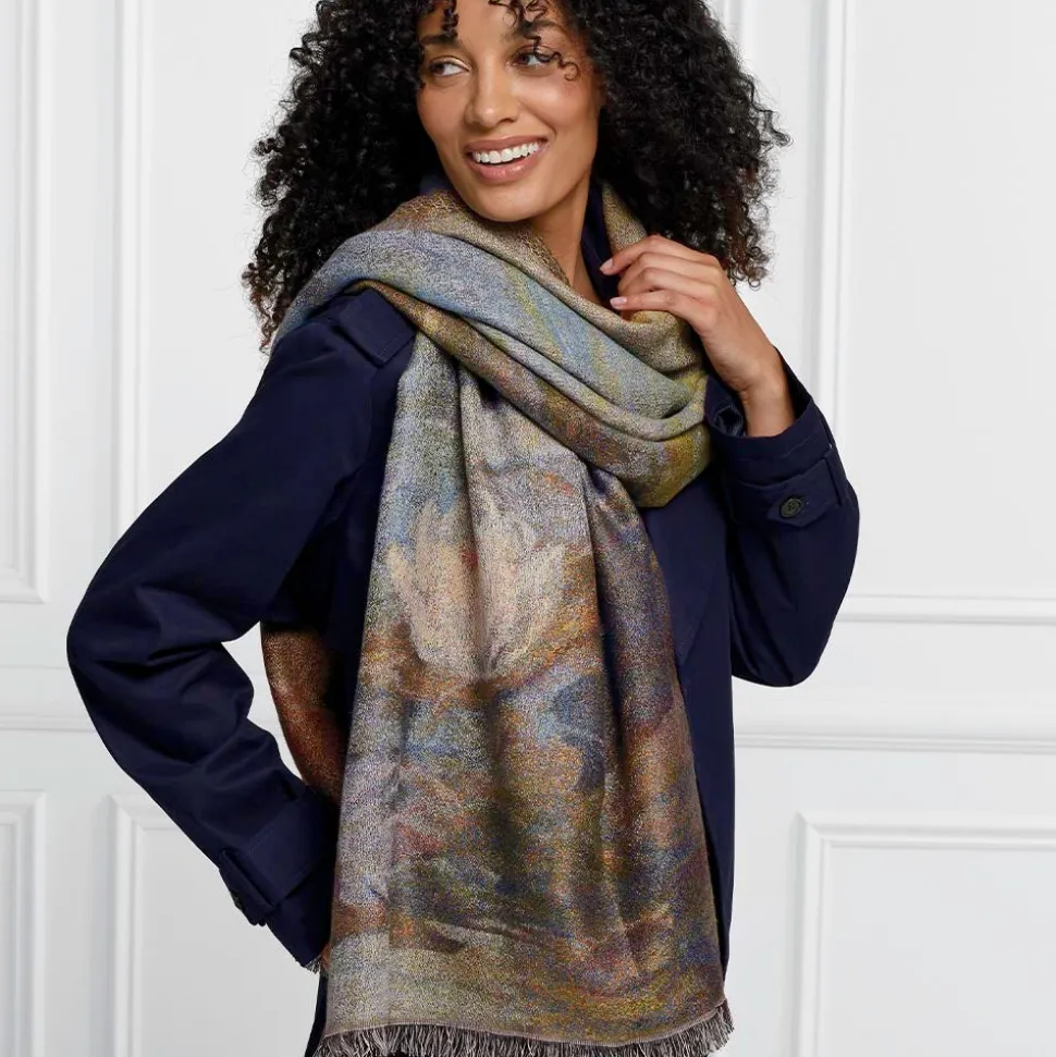 Monet Bridge and Water Lilies Shawl