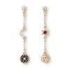 Moonface and Crescent Drop Earrings