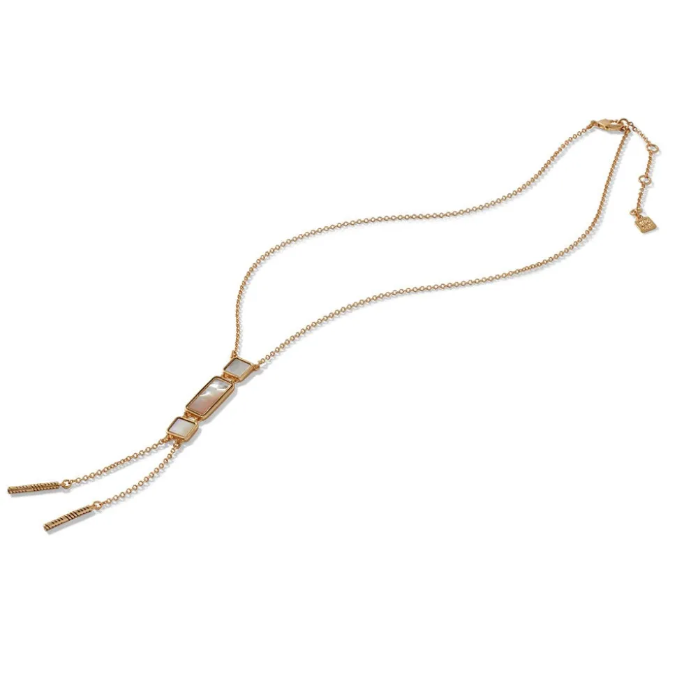 Mother-of-Pearl Tile Double Lariat Necklace