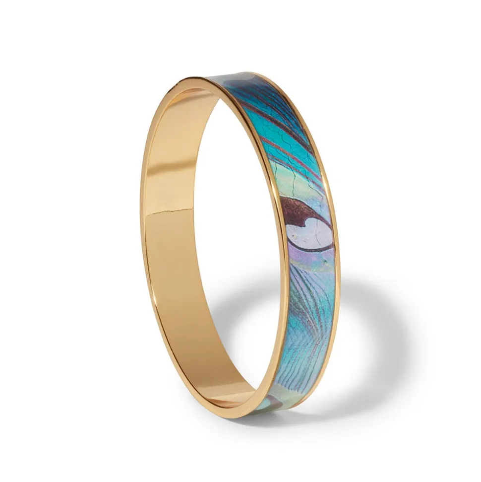 Peacock Feather Enamel Bangle