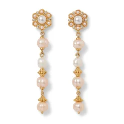 Philippine Pearl Double-Strand Necklace and Linear Drop Earrings Set