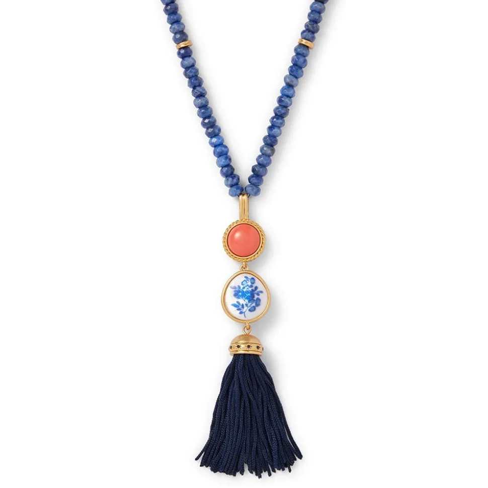 Qing Bottle Lariat Necklace and Floral Drop Earrings Set