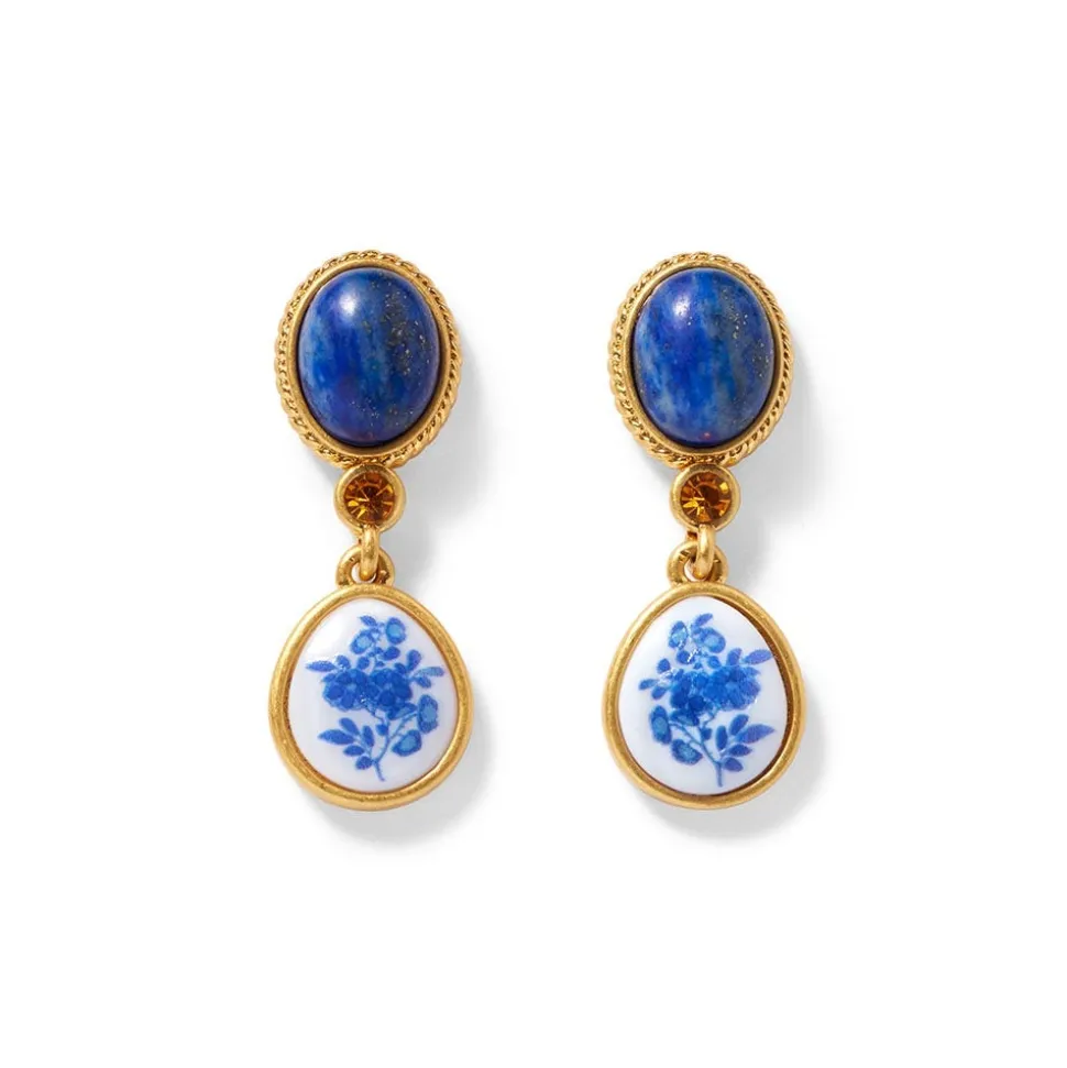 Qing Bottle Lariat Necklace and Floral Drop Earrings Set