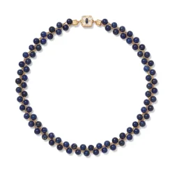 Spanish Baldric Lapis Braided Necklace and Elongated Drop Earrings Set
