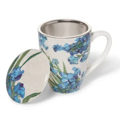 Van Gogh Irises Covered Mug with Tea Infuser