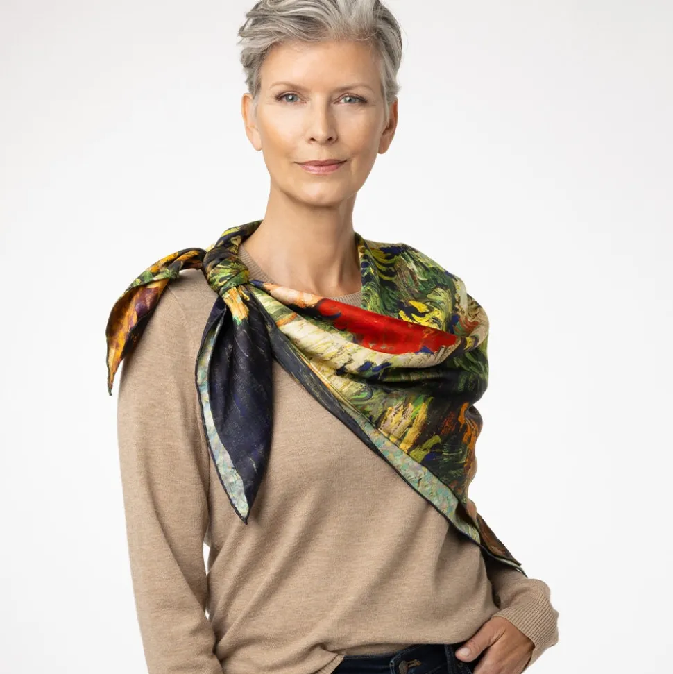 Van Gogh Stylized Nature Double-Sided Square Silk Scarf