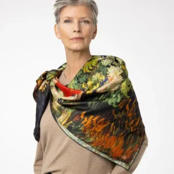 Van Gogh Stylized Nature Double-Sided Square Silk Scarf