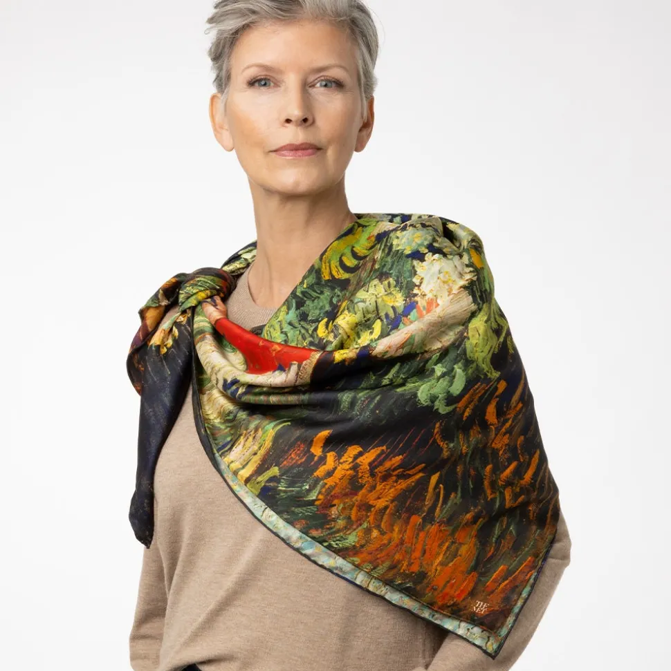 Van Gogh Stylized Nature Double-Sided Square Silk Scarf