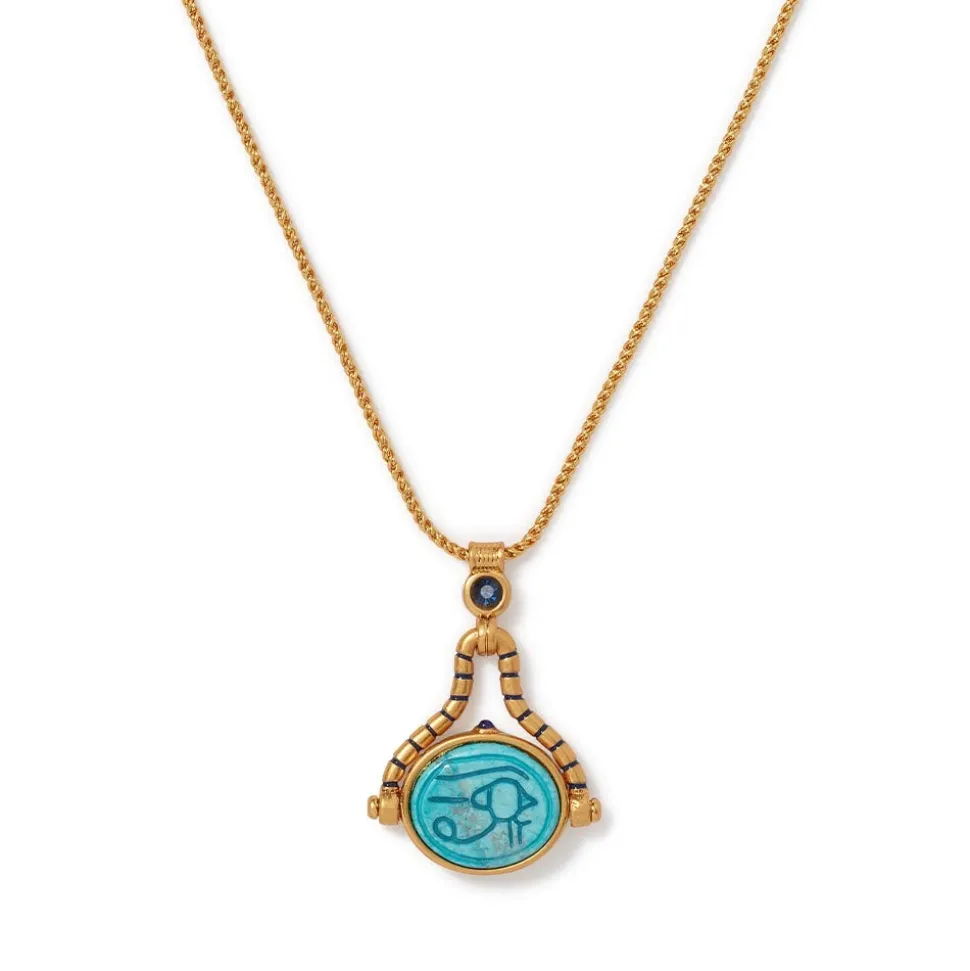 Wedjat Eye Scarab Spinning Pendant Necklace