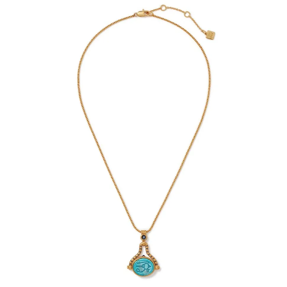 Wedjat Eye Scarab Spinning Pendant Necklace