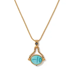 Wedjat Eye Scarab Spinning Pendant Necklace