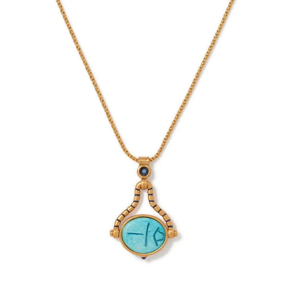 Wedjat Eye Scarab Spinning Pendant Necklace