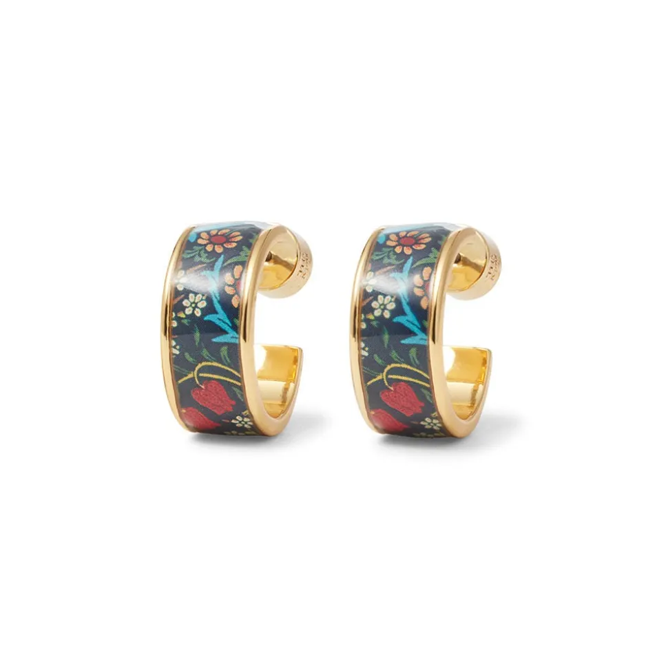 William Morris Blackthorn Enamel Hoop Earrings