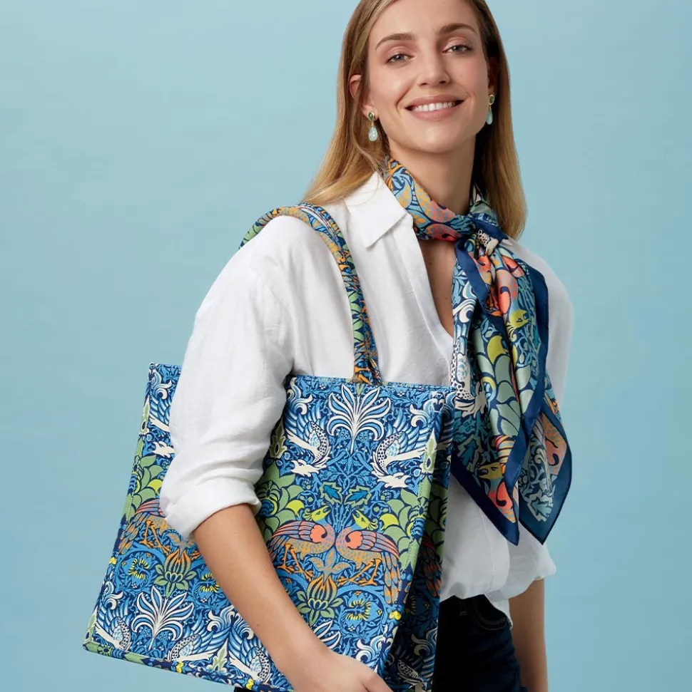 William Morris Peacock and Dragon Square Silk Scarf