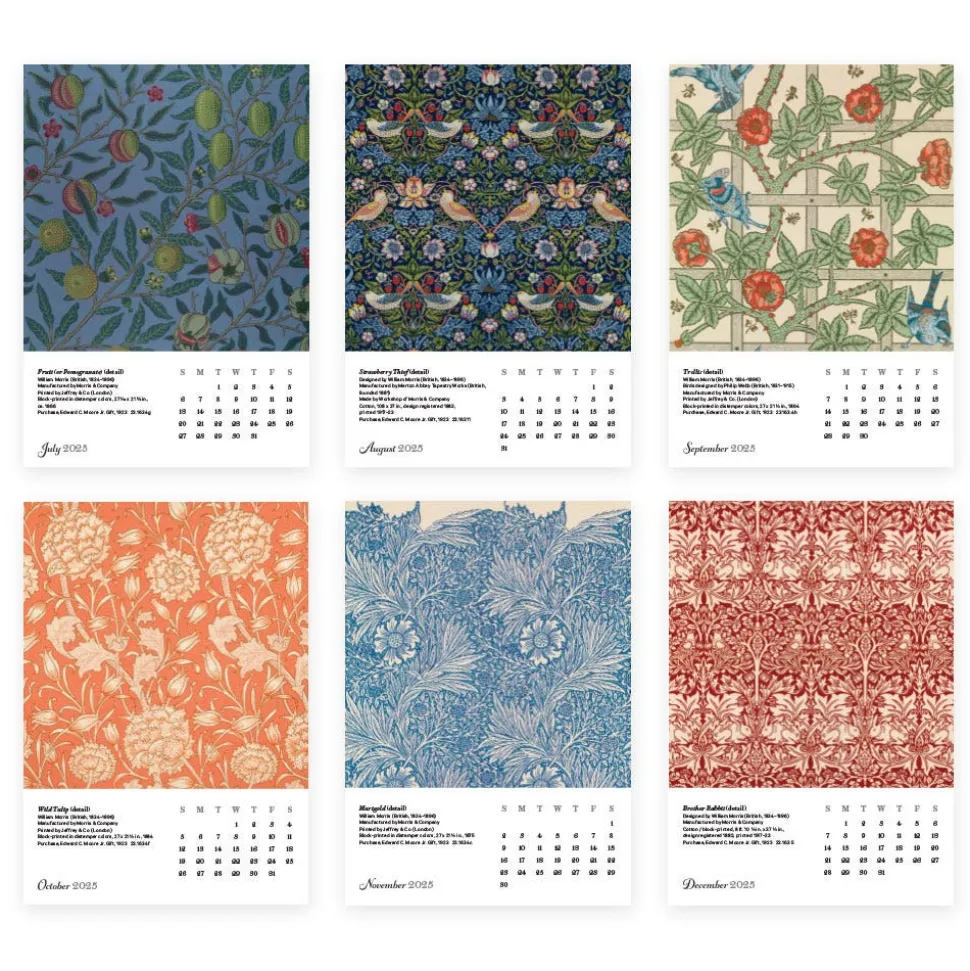 William Morris Plexiglass Calendar Refill 2025