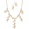 Willow Catkins Pearl Bib Necklace and Drop Earrings Set