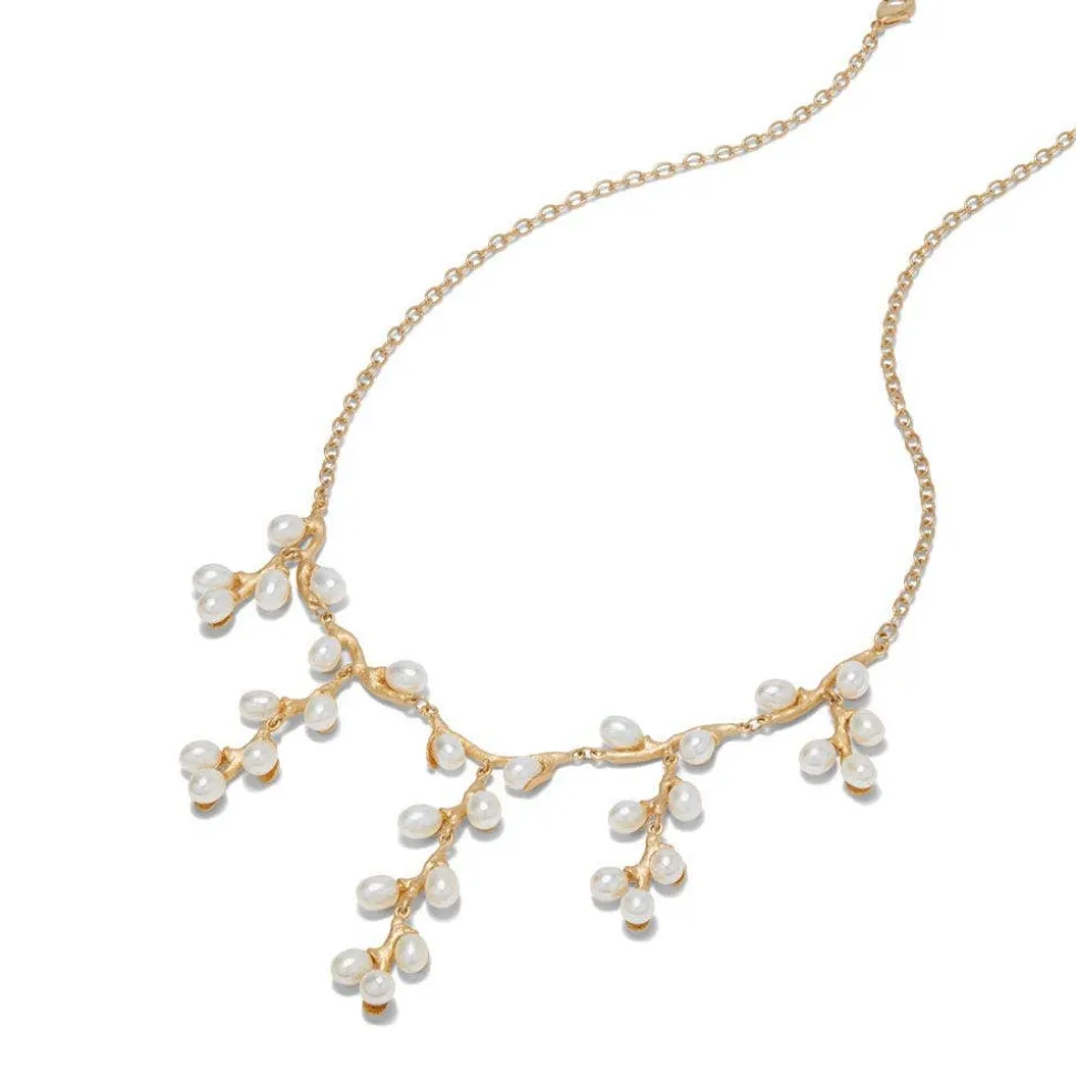 Willow Catkins Pearl Bib Necklace and Drop Earrings Set