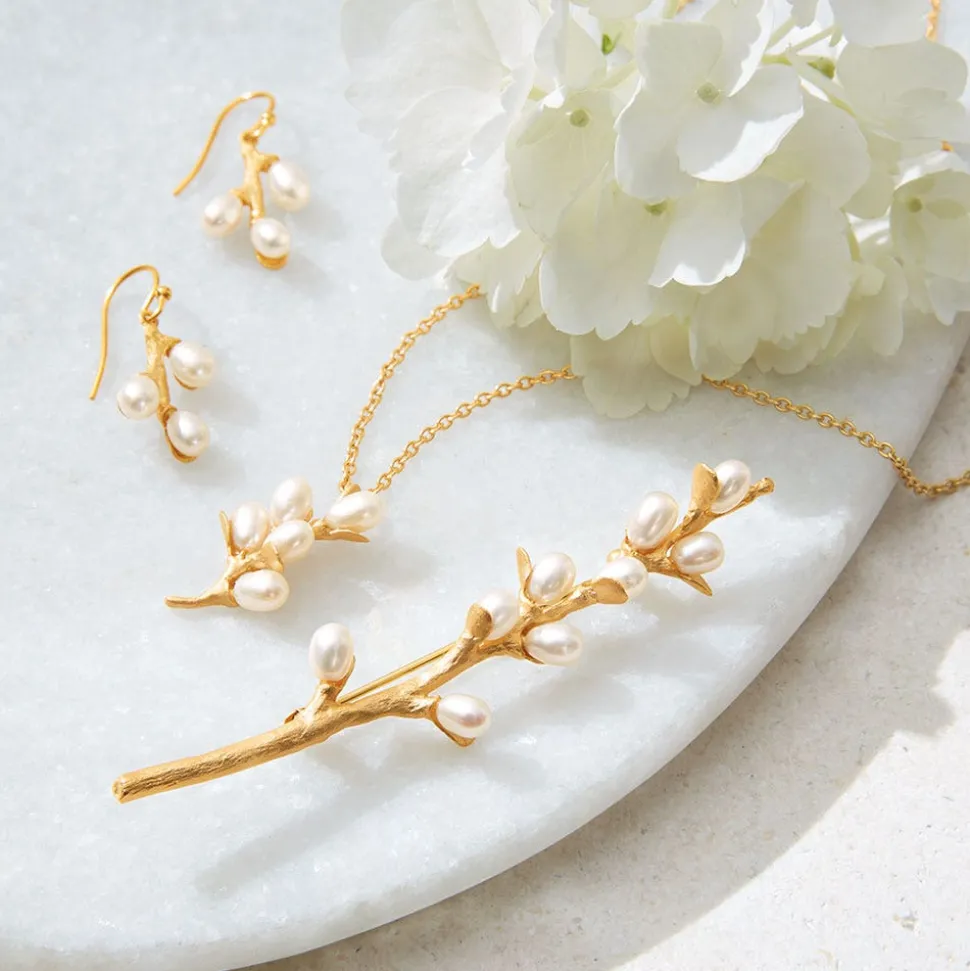 Willow Catkins Pearl Brooch